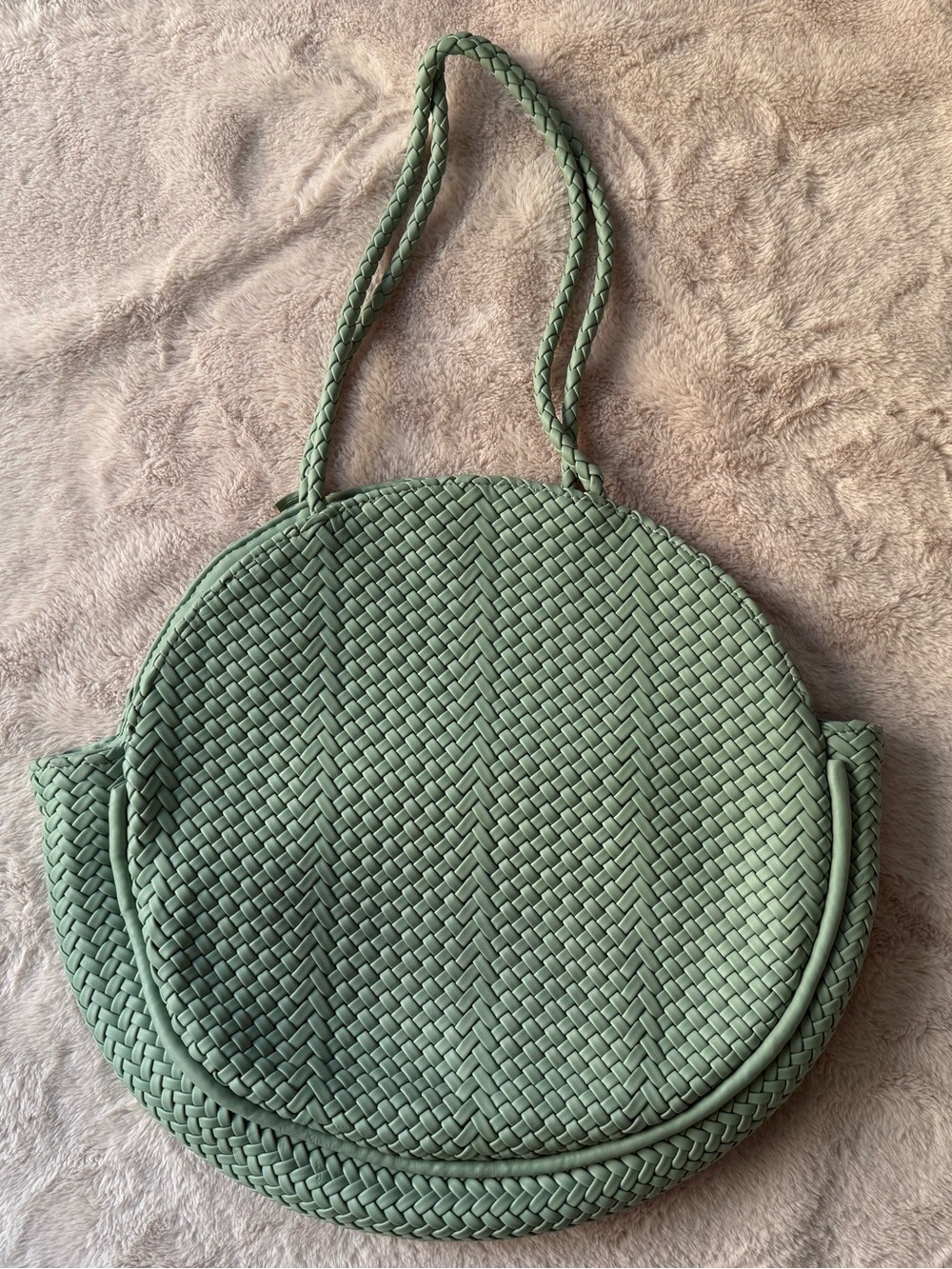 Anthropologie Alison Woven Tote Bag 
Vegan Leather Mint Green